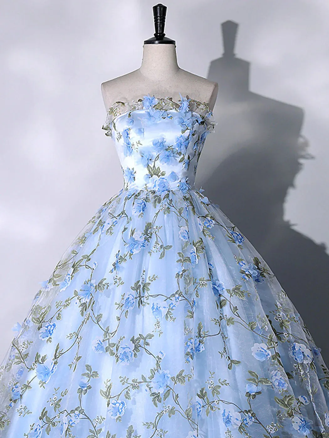 Blue Tulle Lace Long Prom Dresses, Ball Gown Blue Sweet 16 Dresses    fg3406