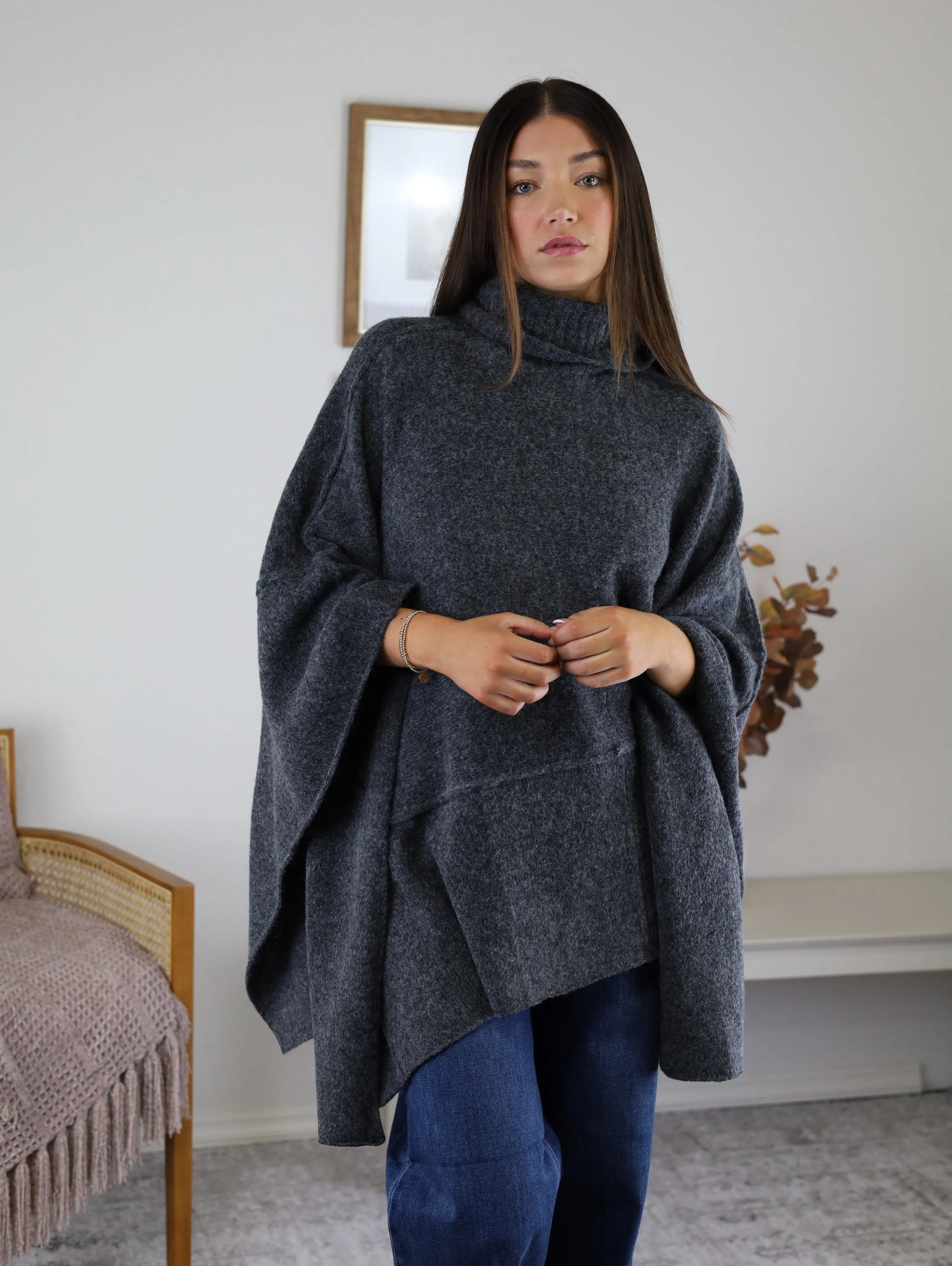 Estelle Poncho Turtle Neck Sweater - Sale