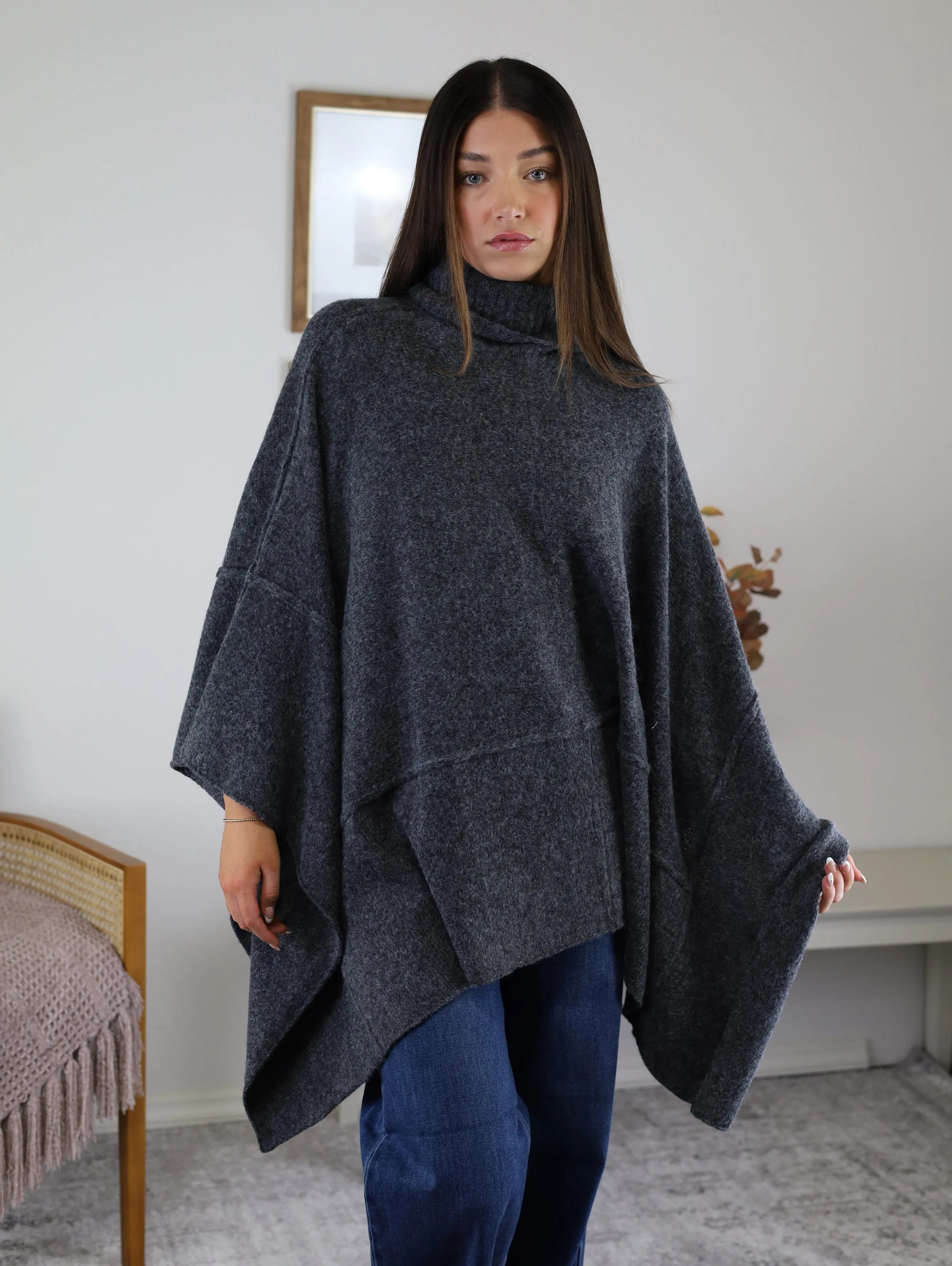 Estelle Poncho Turtle Neck Sweater - Sale