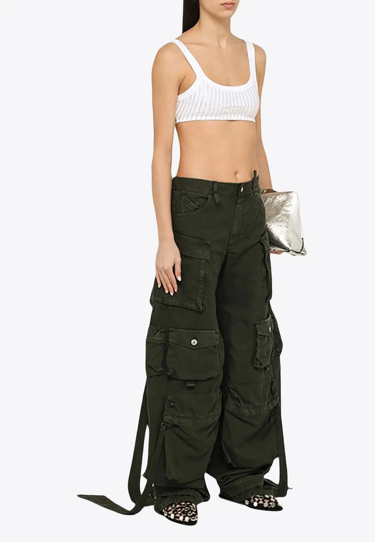 Long Utility Pants with Cut-Outs