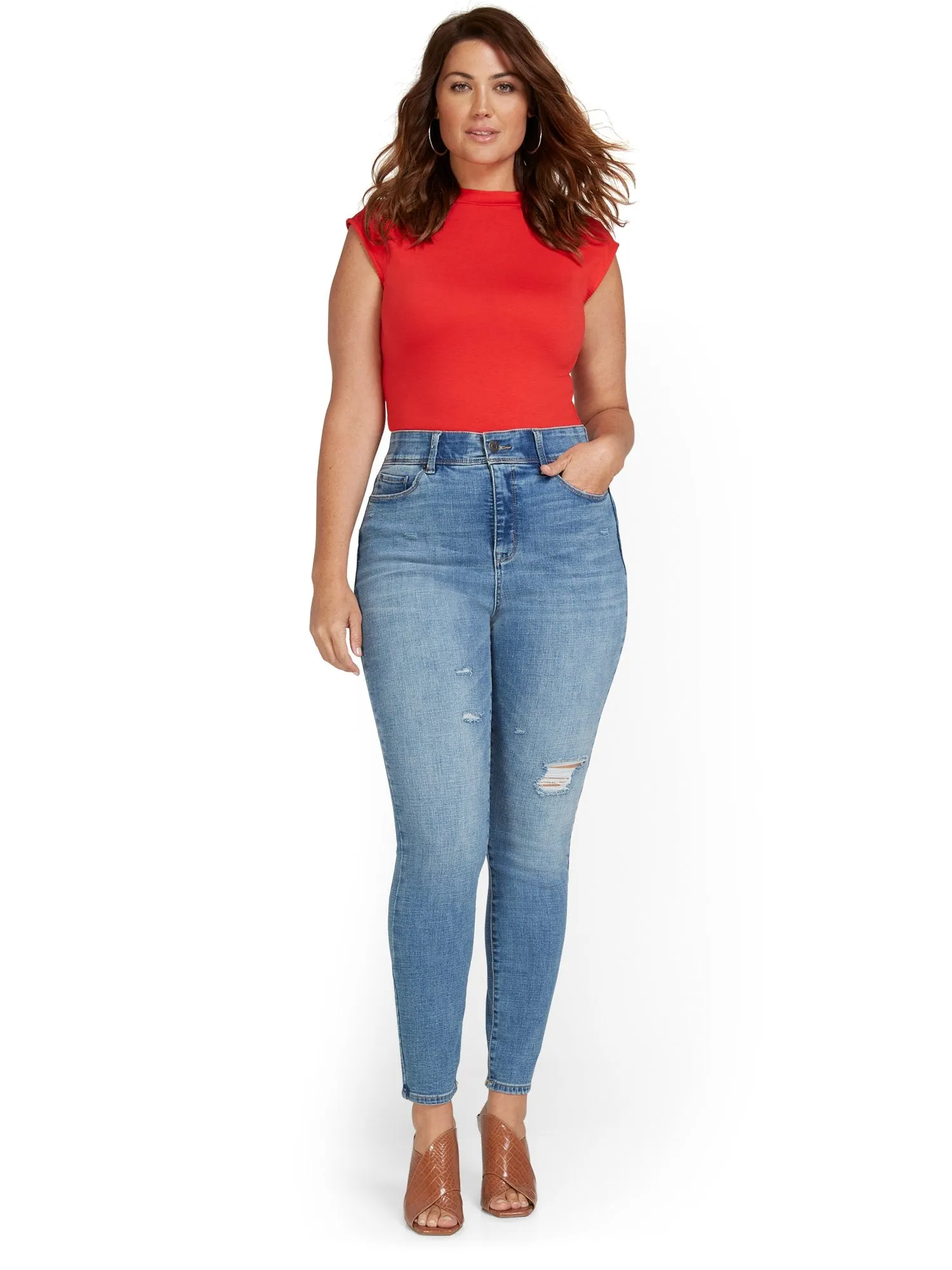 Mya Curvy Ultra High-Waisted Super-Skinny Boost Jeans - Medium Wash