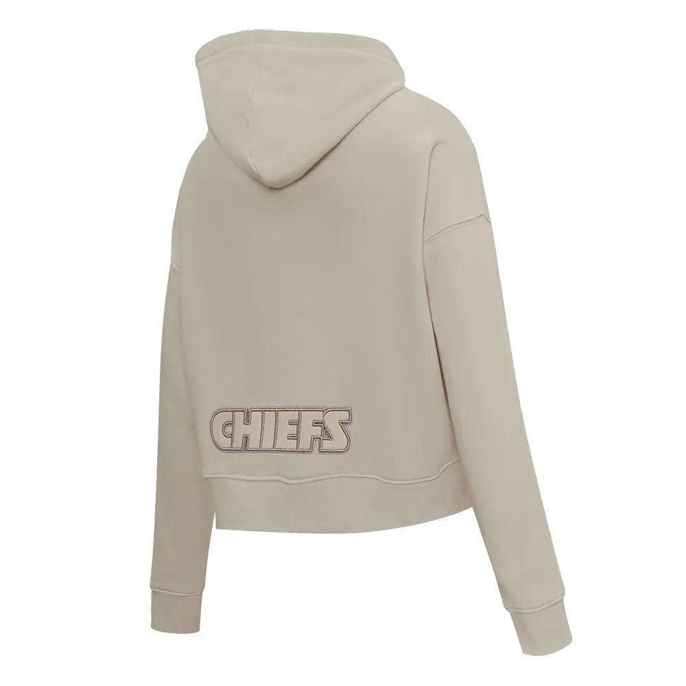 NFL KANSAS CITY CHIEFS NEUTRAL WOMEN'S CROPPED PO HOODIE (TAUPE)