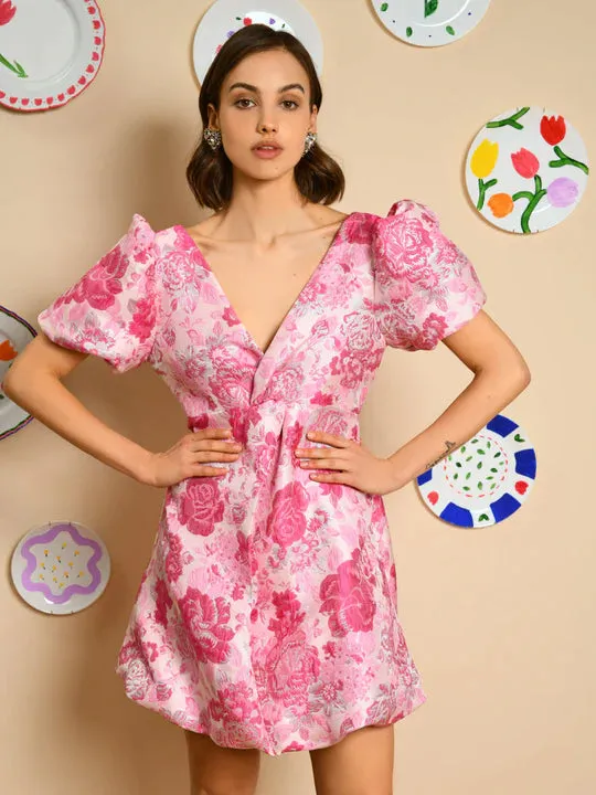 Roses Jacquard Mini Dress