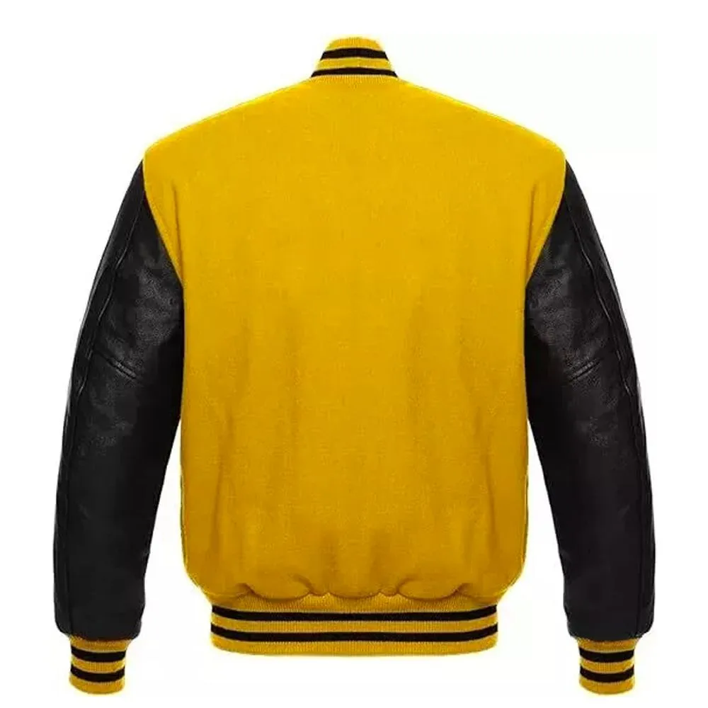 Yellow Varsity Letterman Baseball Jacket