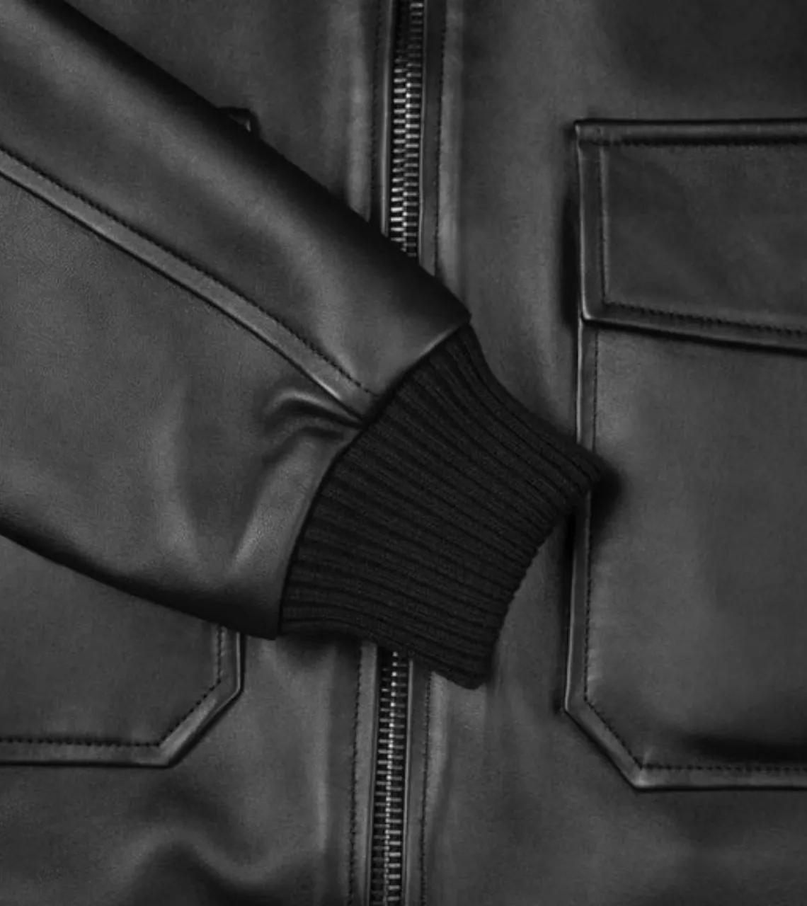 Zephyr Men's Black Bomber Leather Jacket